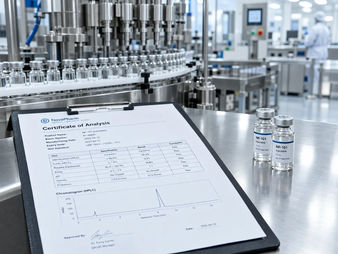 A filling line with a certificate of analysis