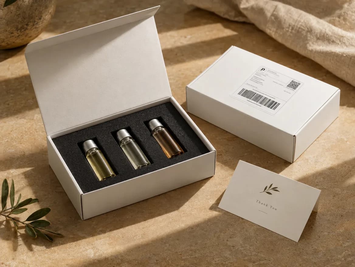 A branded mailer with vials in a foam insert